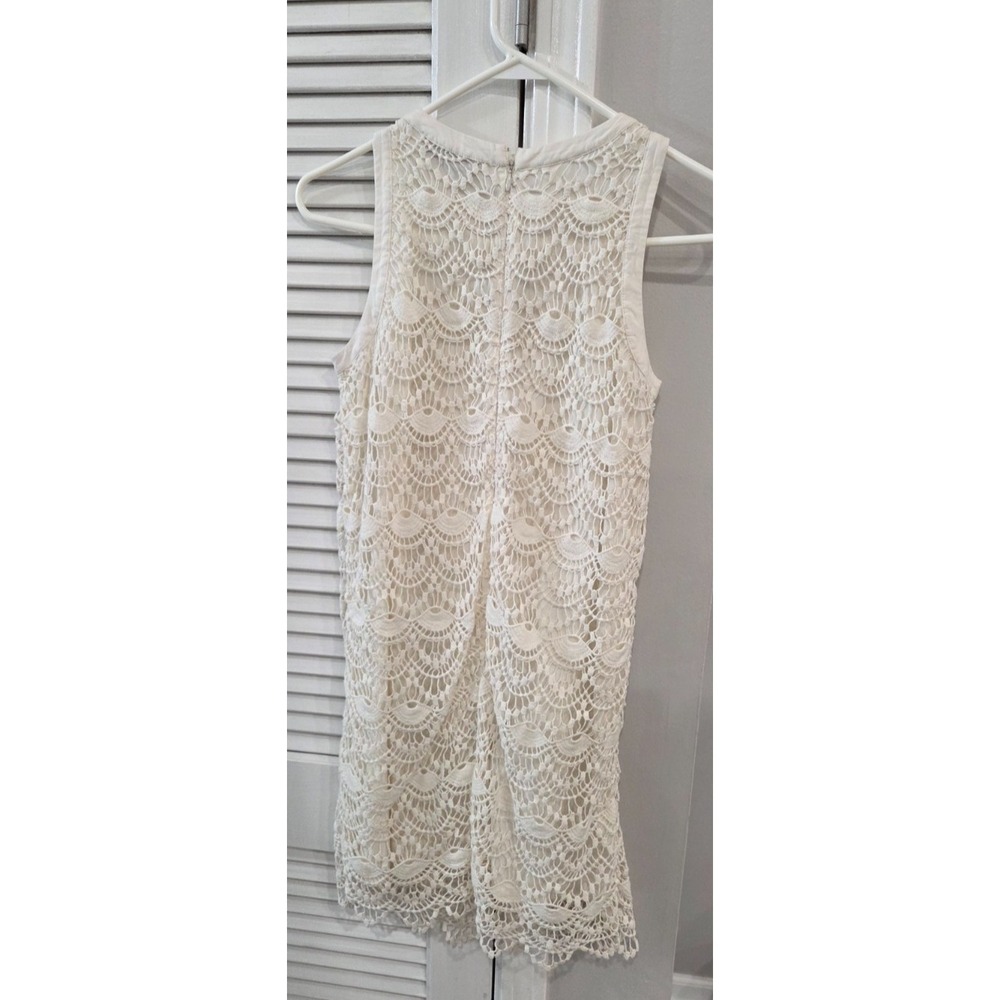 Womens Ann Taylor LOFT Off-White Sleeveless Dress w/Scalloped Crochet Lace 2P